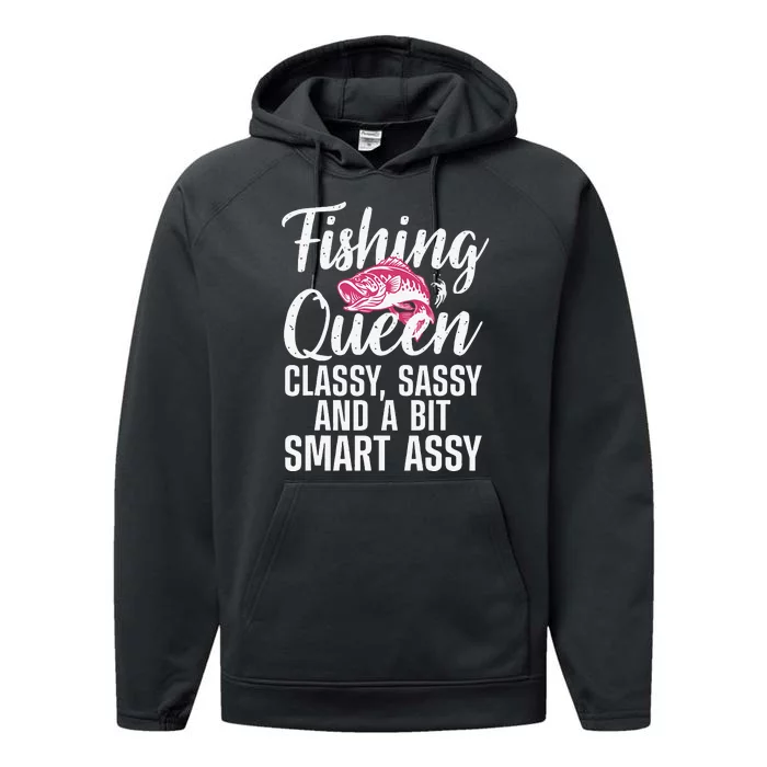 Funny Fishing Queen Design For Ladies Fishing Lovers Gift Performance Fleece Hoodie