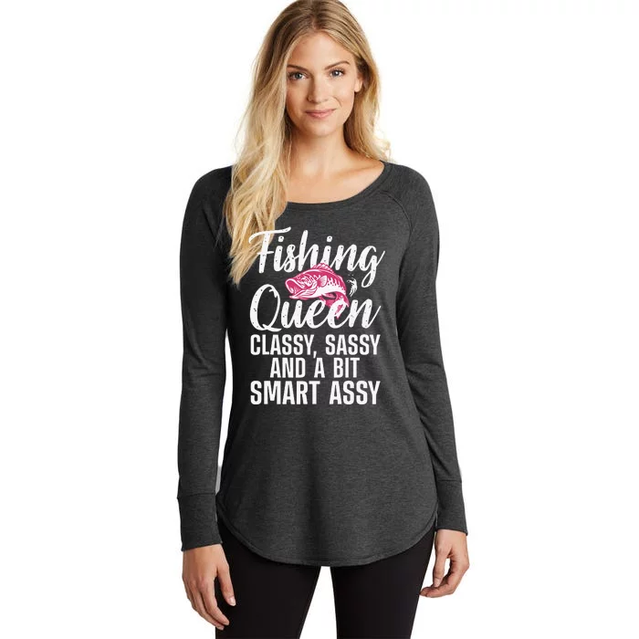 Funny Fishing Queen Design For Ladies Fishing Lovers Gift Women's Perfect Tri Tunic Long Sleeve Shirt