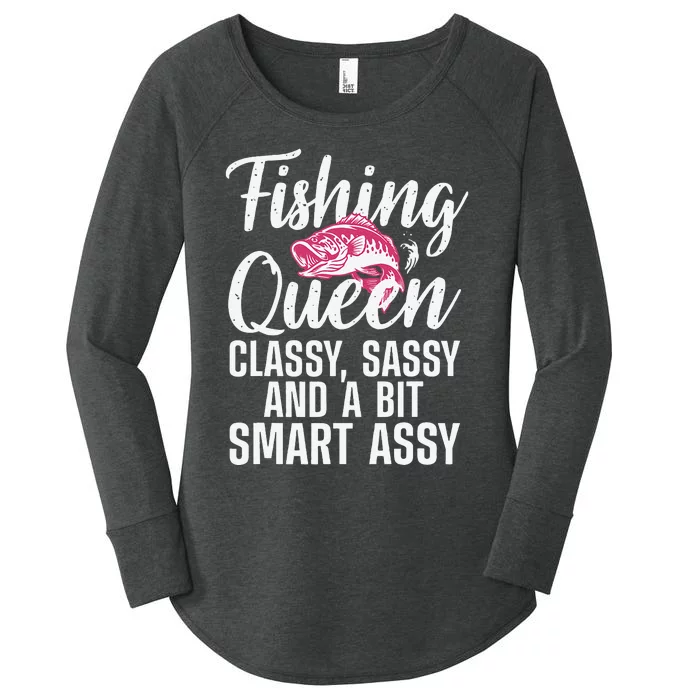 Funny Fishing Queen Design For Ladies Fishing Lovers Gift Women's Perfect Tri Tunic Long Sleeve Shirt