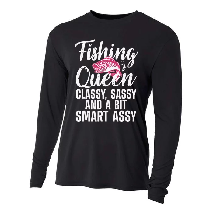 Funny Fishing Queen Design For Ladies Fishing Lovers Gift Cooling Performance Long Sleeve Crew