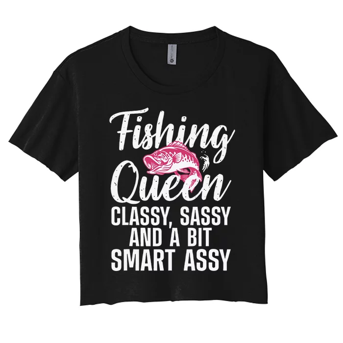 Funny Fishing Queen Design For Ladies Fishing Lovers Gift Women's Crop Top Tee