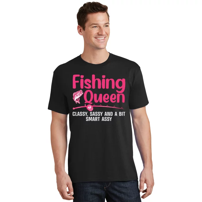 Funny Fishing Queen Design For Women Ladies Fishing Lovers T-Shirt