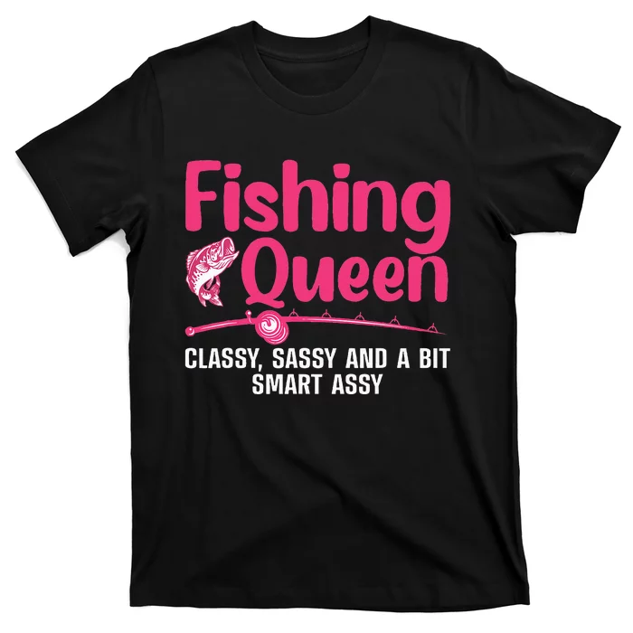 Funny Fishing Queen Design For Women Ladies Fishing Lovers T-Shirt