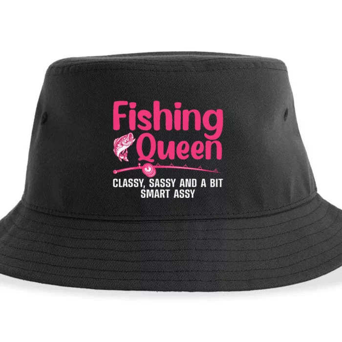 Funny Fishing Queen Design For Women Ladies Fishing Lovers Sustainable Bucket Hat