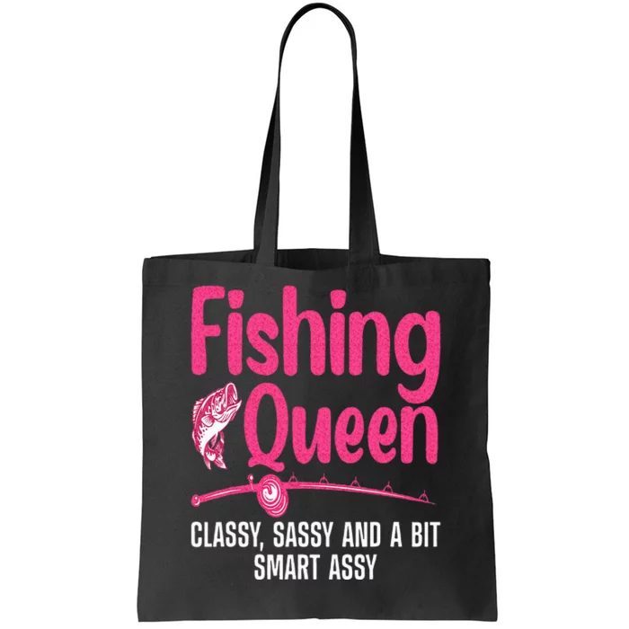 Funny Fishing Queen Design For Women Ladies Fishing Lovers Tote Bag