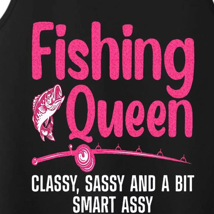 Funny Fishing Queen Design For Women Ladies Fishing Lovers Performance Tank