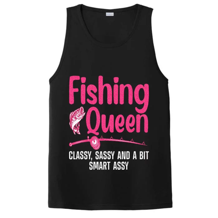 Funny Fishing Queen Design For Women Ladies Fishing Lovers Performance Tank