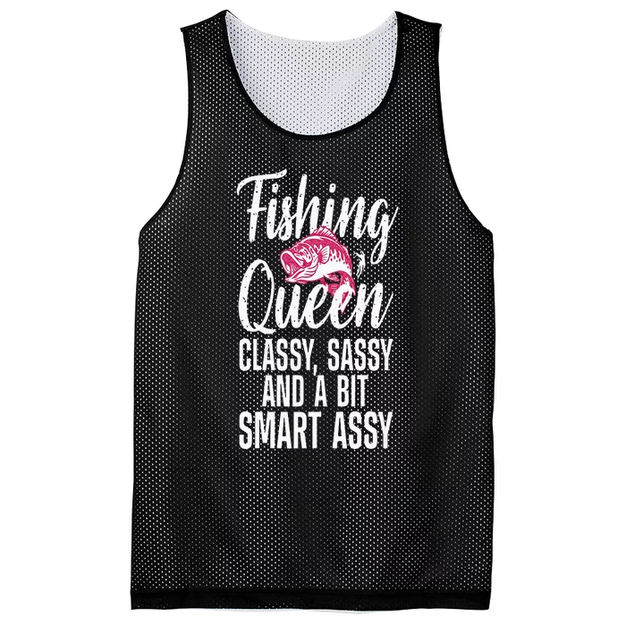 Funny Fishing Queen Design For Women Ladies Fishing Lovers Mesh Reversible Basketball Jersey Tank