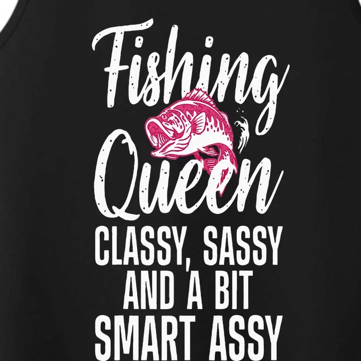 Funny Fishing Queen Design For Women Ladies Fishing Lovers Performance Tank