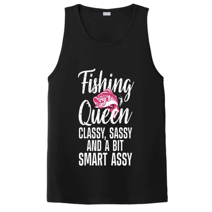 Funny Fishing Queen Design For Women Ladies Fishing Lovers Performance Tank