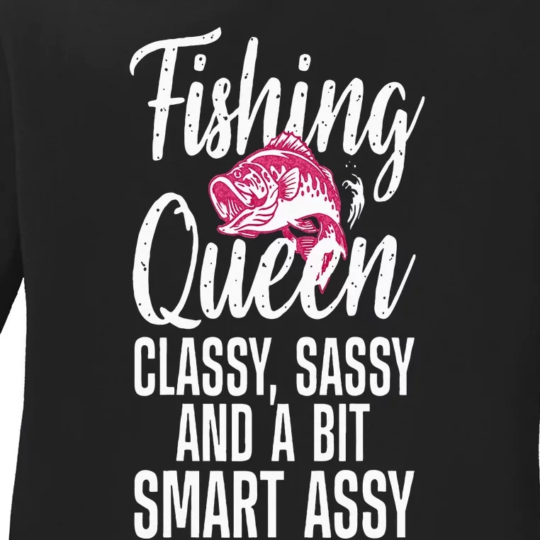 Funny Fishing Queen Design For Women Ladies Fishing Lovers Ladies Long Sleeve Shirt