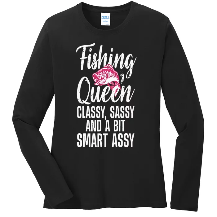 Funny Fishing Queen Design For Women Ladies Fishing Lovers Ladies Long Sleeve Shirt