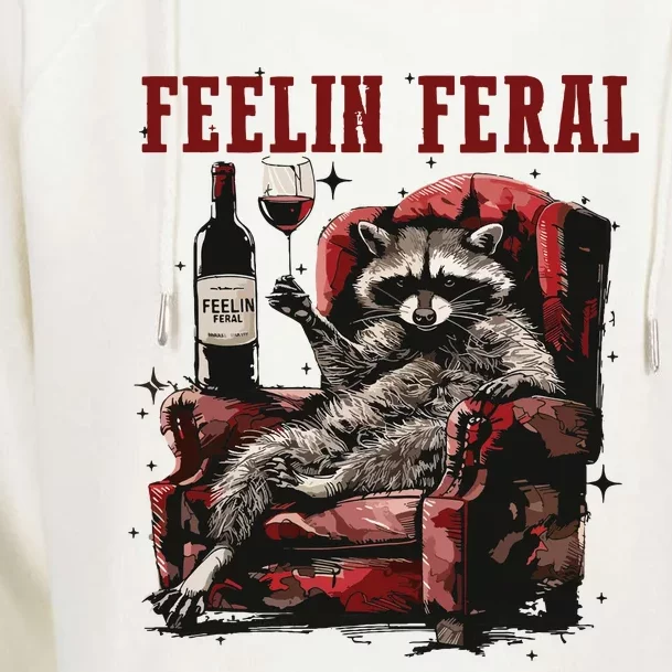 Feeling Feral Racoon Womens Funnel Neck Pullover Hood