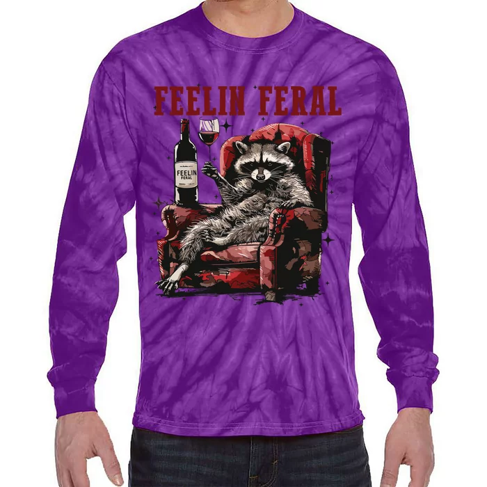 Feeling Feral Racoon Tie-Dye Long Sleeve Shirt