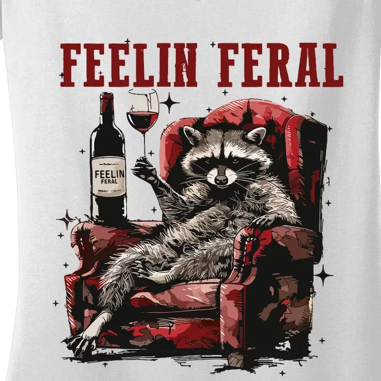 Feeling Feral Racoon Women's V-Neck T-Shirt