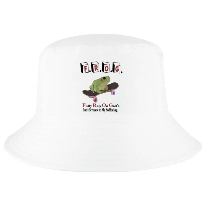 Frog Fully Rely On God's Indifference To My Suffering Cool Comfort Performance Bucket Hat