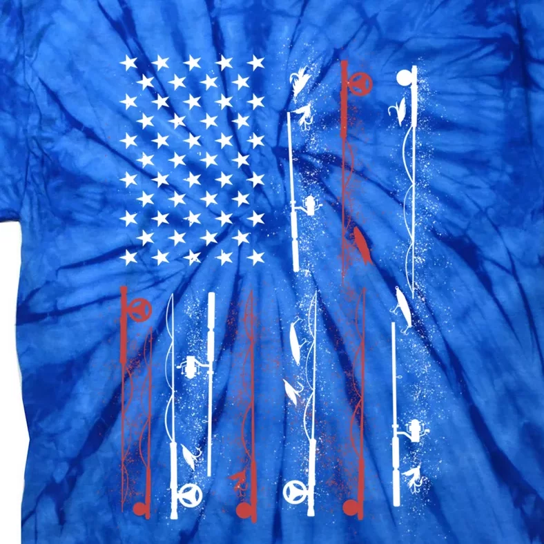 Fly Fishing Rods American Flag Usa Fishing Graphic Gift Tie-Dye T-Shirt