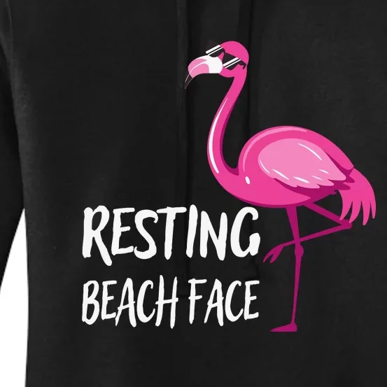 Funny Flamingo Resting Beach Face Women's Pullover Hoodie