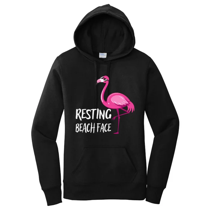 Funny Flamingo Resting Beach Face Women's Pullover Hoodie