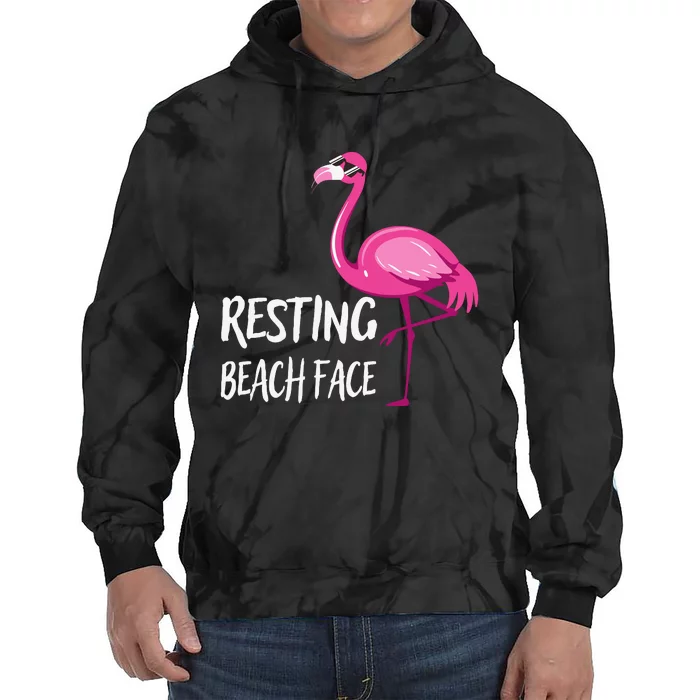 Funny Flamingo Resting Beach Face Tie Dye Hoodie