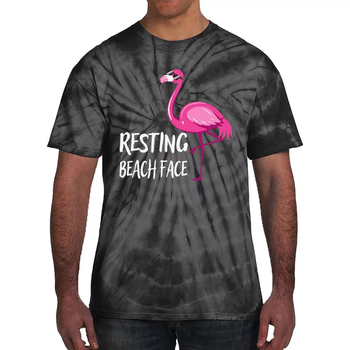 Funny Flamingo Resting Beach Face Tie-Dye T-Shirt