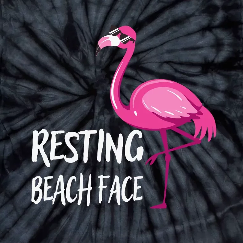 Funny Flamingo Resting Beach Face Tie-Dye T-Shirt