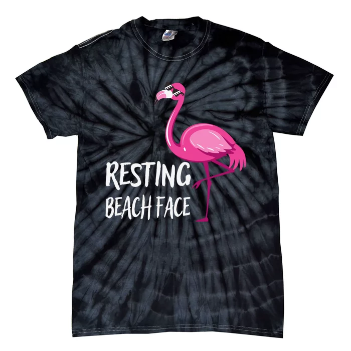 Funny Flamingo Resting Beach Face Tie-Dye T-Shirt