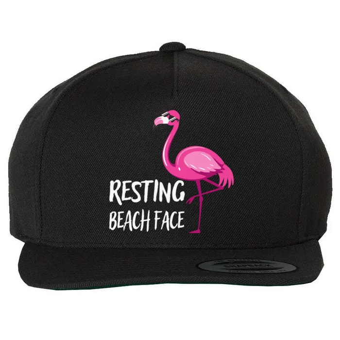 Funny Flamingo Resting Beach Face Wool Snapback Cap