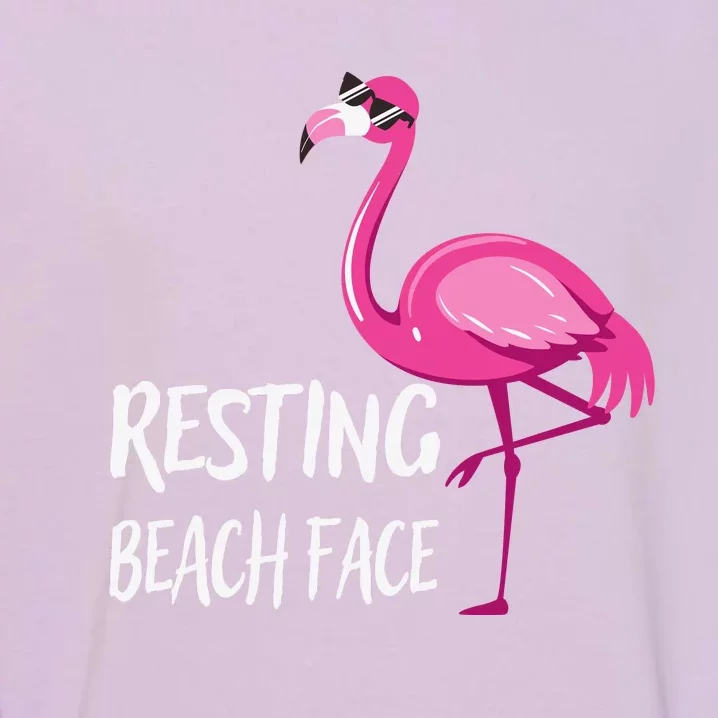 Funny Flamingo Resting Beach Face Garment-Dyed Sweatshirt