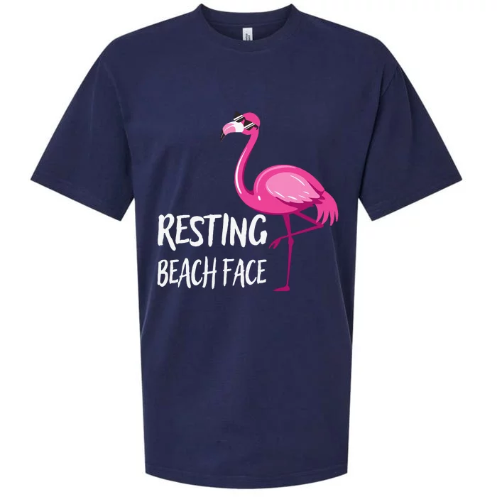 Funny Flamingo Resting Beach Face Sueded Cloud Jersey T-Shirt