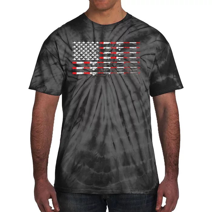 Fishing Fly Rod American Flag Gift For Fisherman Tie-Dye T-Shirt