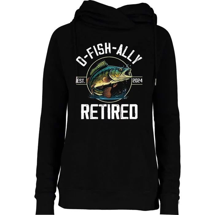 Fisherman Fishing Retirement Gift Ofishally Retired 2024 Womens Funnel Neck Pullover Hood