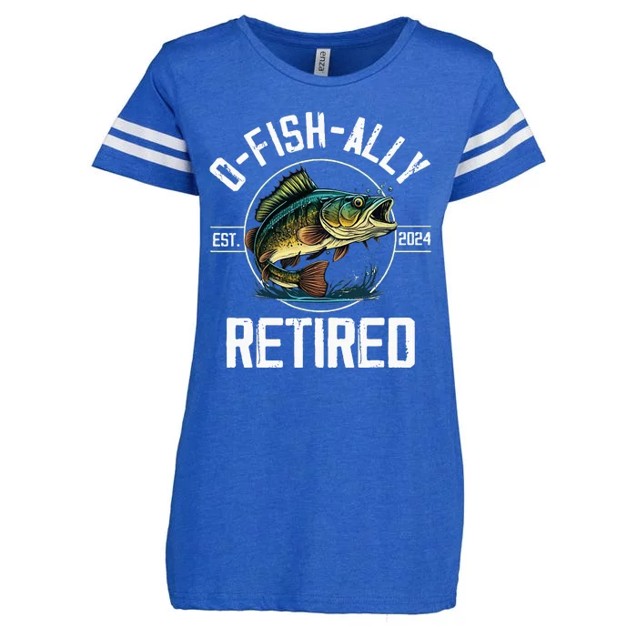 Fisherman Fishing Retirement Gift Ofishally Retired 2024 Enza Ladies Jersey Football T-Shirt