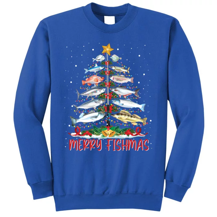 Fish Fishing Rod Christmas Tree Fisher Merry Fishmas Gift Sweatshirt