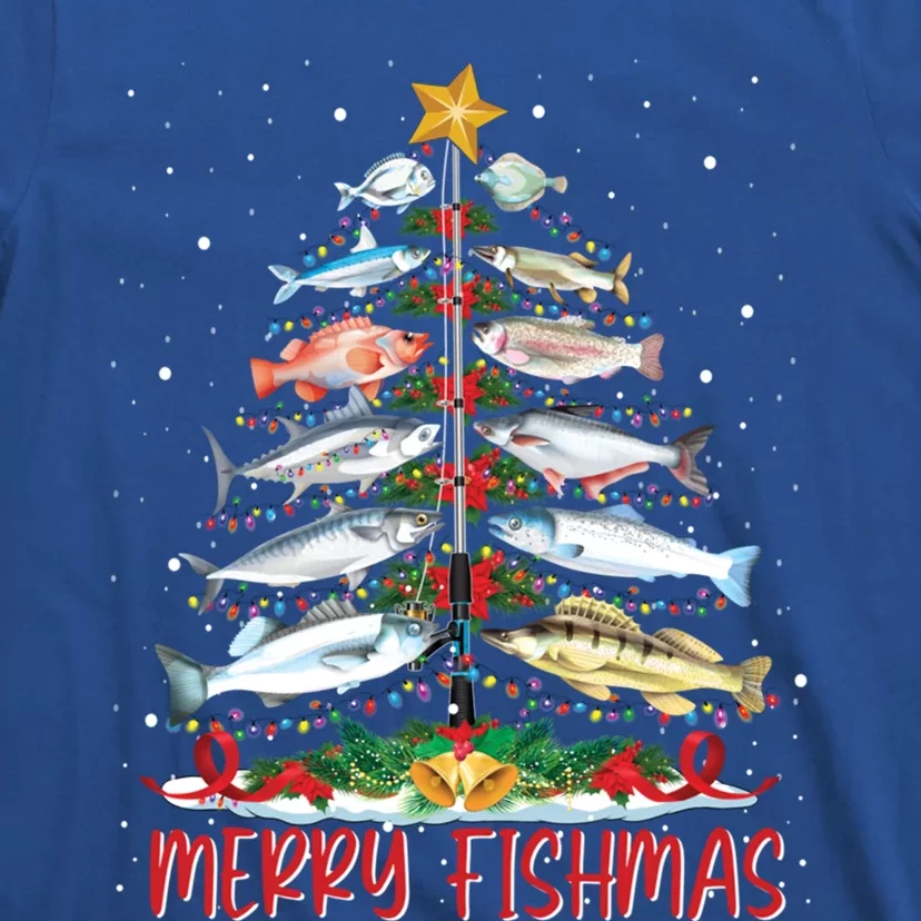 Fish Fishing Rod Christmas Tree Fisher Merry Fishmas Gift T-Shirt