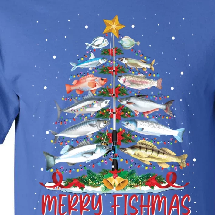 Fish Fishing Rod Christmas Tree Fisher Merry Fishmas Gift Tall T-Shirt