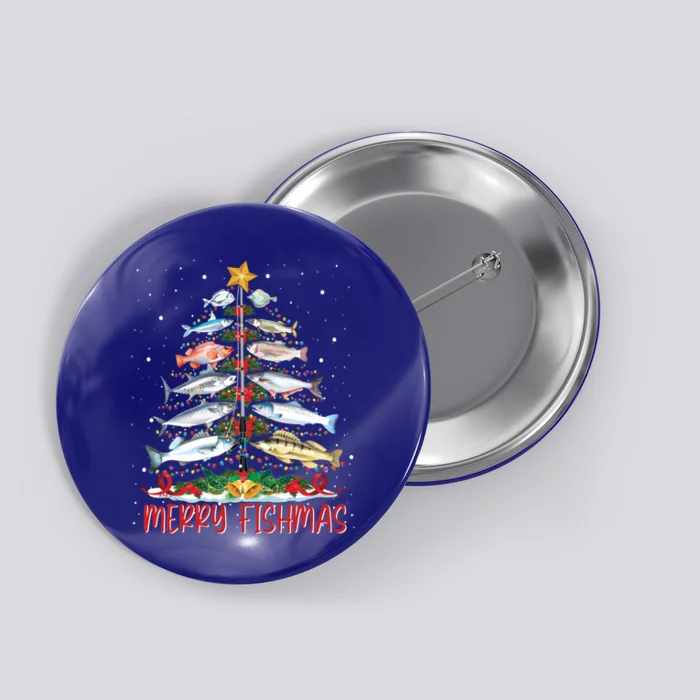 Fish Fishing Rod Christmas Tree Fisher Merry Fishmas Gift Button