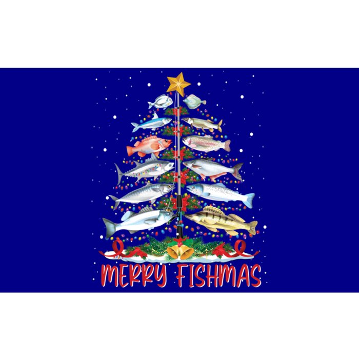 Fish Fishing Rod Christmas Tree Fisher Merry Fishmas Gift Bumper Sticker