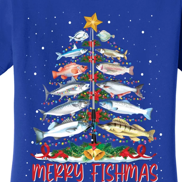 Fish Fishing Rod Christmas Tree Fisher Merry Fishmas Gift Women's T-Shirt