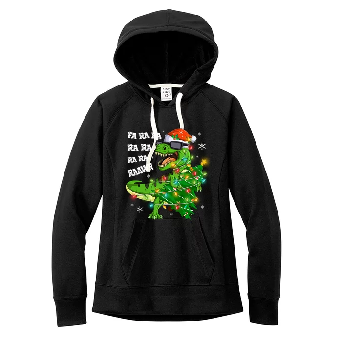 Funny Fa Ra Ra Ra Rawr T Rex Christmas Tree Lights Xmas Pjs Gift Women's Fleece Hoodie