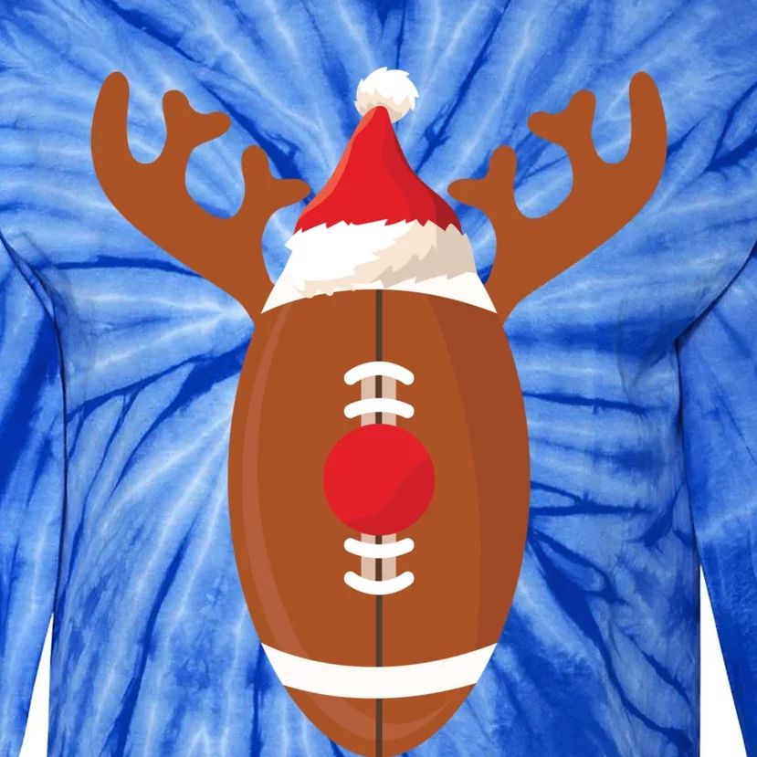 Funny Football Reindeer Christmas Football Lover Gift Tie-Dye Long Sleeve Shirt