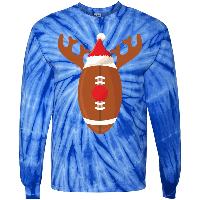 Funny Football Reindeer Christmas Football Lover Gift Tie-Dye Long Sleeve Shirt