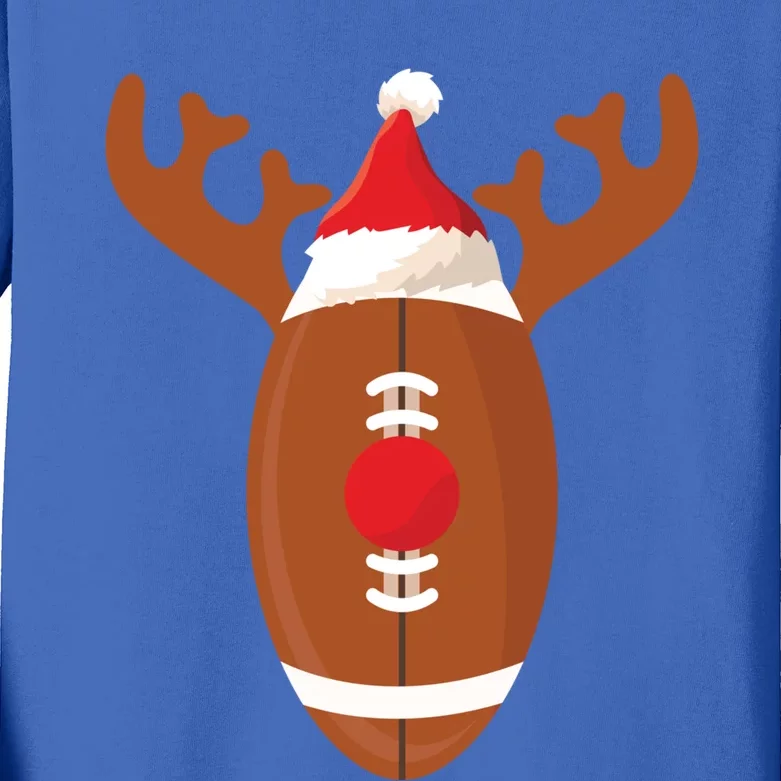 Funny Football Reindeer Christmas Football Lover Gift Kids Long Sleeve Shirt