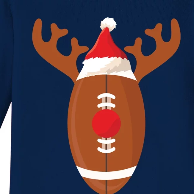 Funny Football Reindeer Christmas Football Lover Gift Baby Long Sleeve Bodysuit