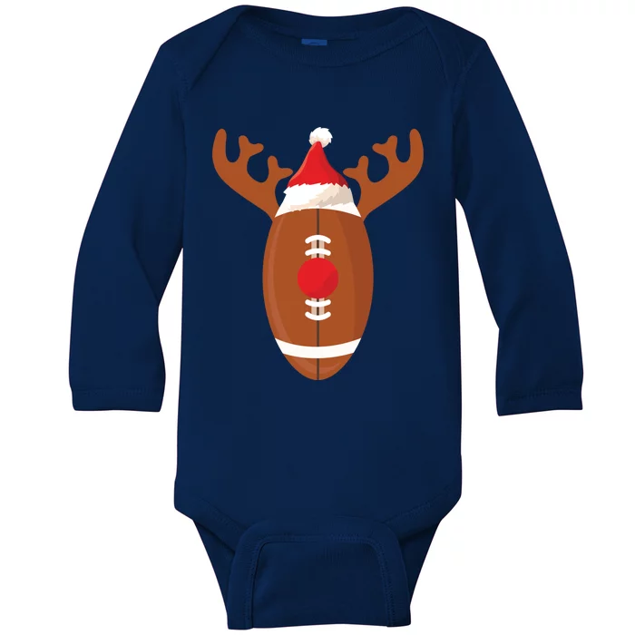 Funny Football Reindeer Christmas Football Lover Gift Baby Long Sleeve Bodysuit