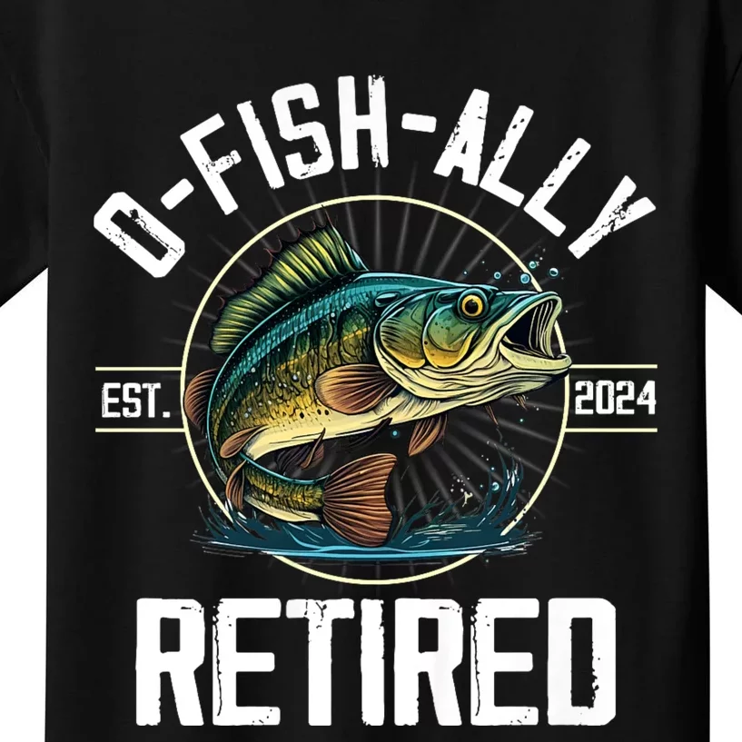 Fisherman Fishing Retirement Gift Ofishally Retired 2024 Kids T-Shirt