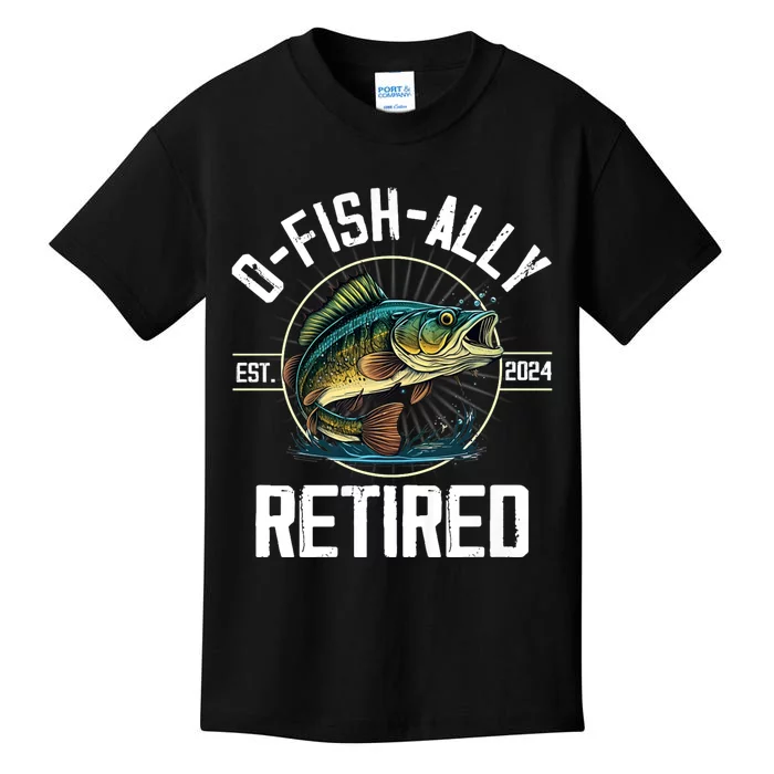 Fisherman Fishing Retirement Gift Ofishally Retired 2024 Kids T-Shirt