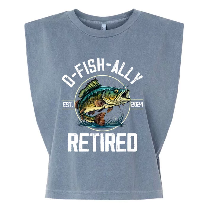 Fisherman Fishing Retirement Gift Ofishally Retired 2024 Garment-Dyed Women's Muscle Tee