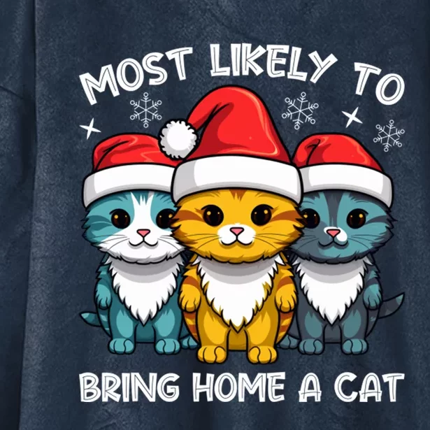 Festive Feline Rescuer Cat Adoption Advocate Most Likely To Bring Home A Cat Hooded Wearable Blanket