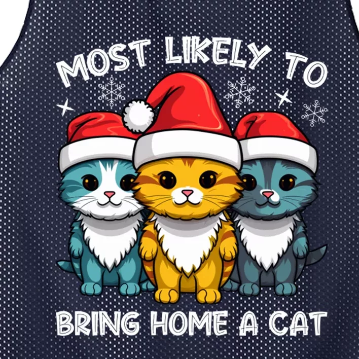 Festive Feline Rescuer Cat Adoption Advocate Most Likely To Bring Home A Cat Mesh Reversible Basketball Jersey Tank